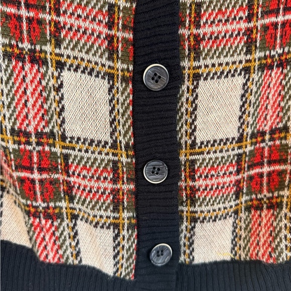 ACADEMIA navy blue plaid button up cardigan super cute women's L - Picture 8 of 8